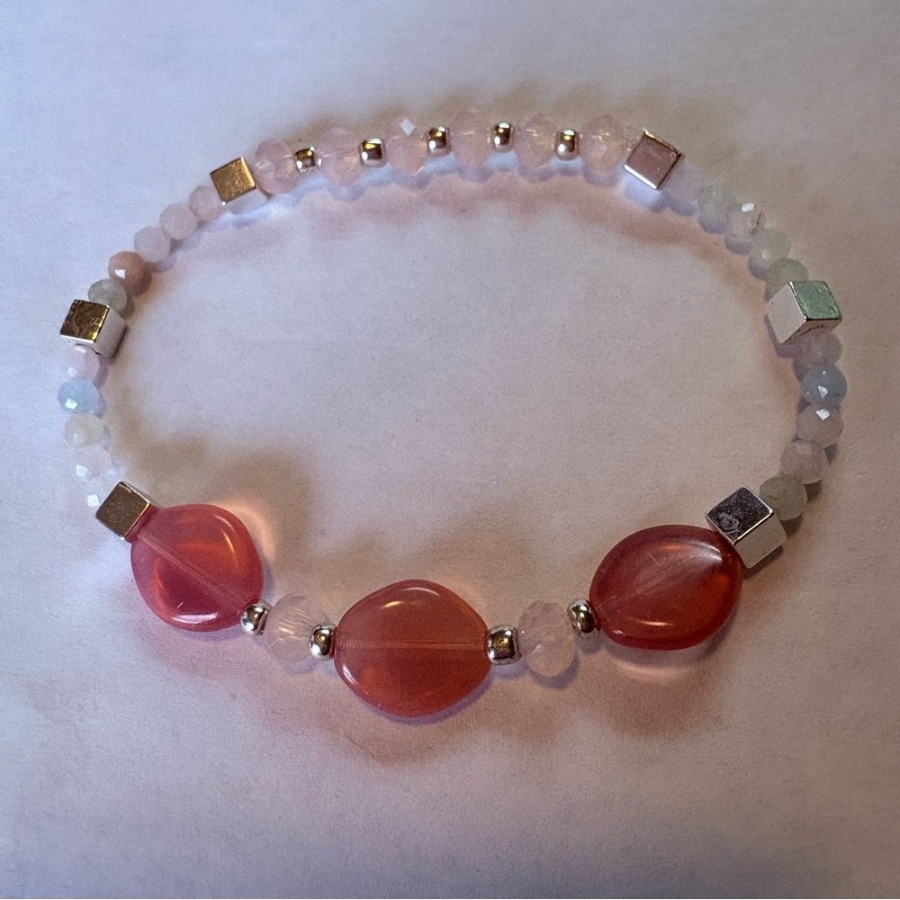 ***SOLD*** 3-Pc Artisan Hand Crafted Beaded Bracelet Genuine Stone & Glass Beads - Picture 6 of 9